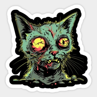 Creepy Cat Zombie Sticker